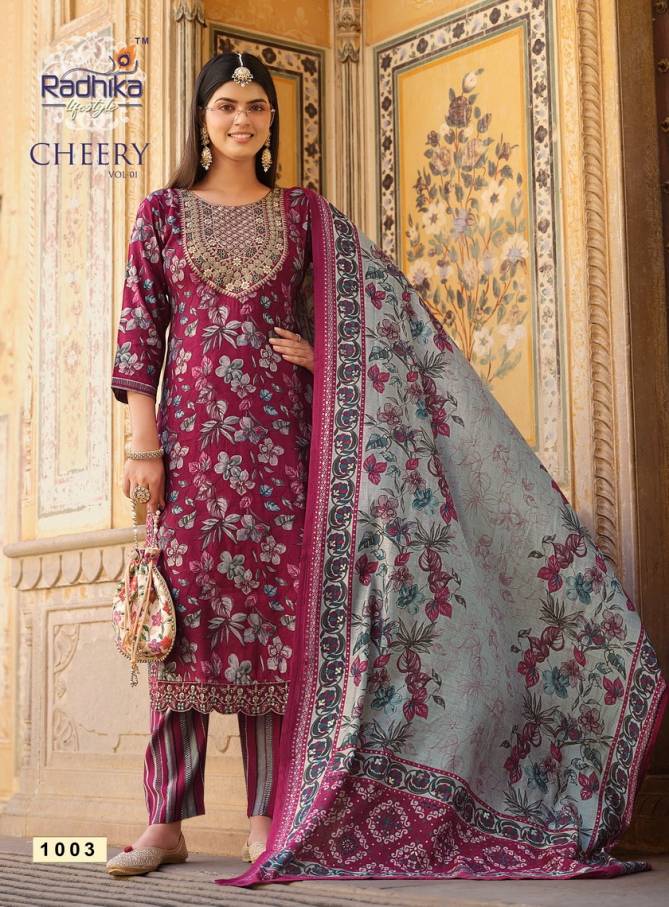 Radhika Cherry Vol 1 Muslin Printed Readymade Suits
